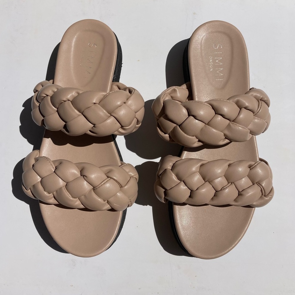 Simmi London Beige Platform Double Braided Strap Sandal